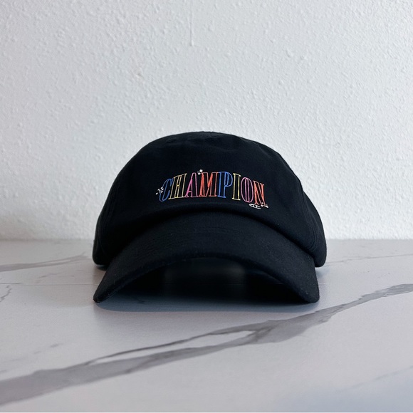 Champion Unisex Adult Ameritage Dad Hat Script Logo Black Adjustable Cap - Picture 2 of 5